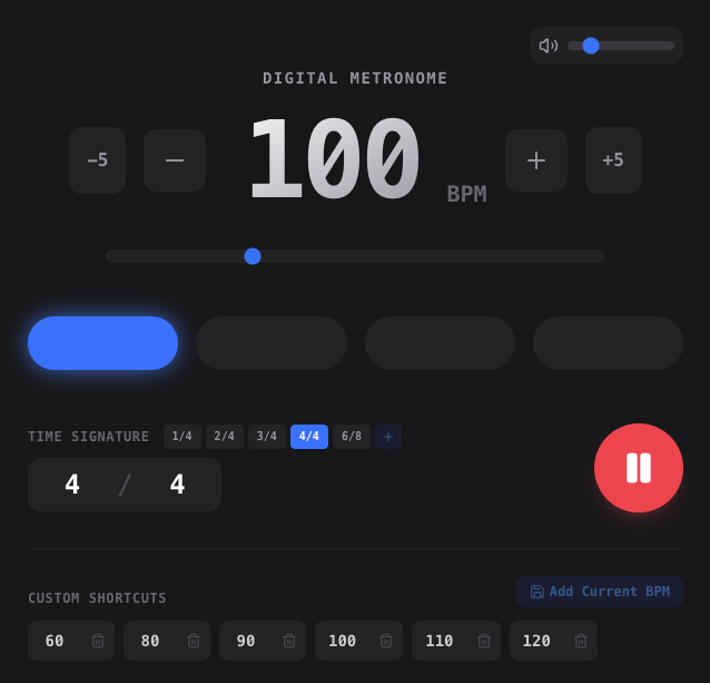 Web Audio Digital Metronome